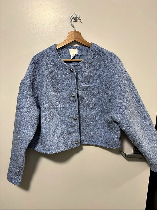 H&M Jackets & Blazers - H&M Boucle Jacket in Blue Size XL Like New